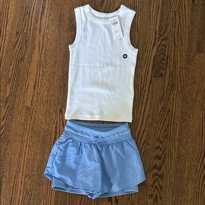 Girls two piece tank and athletic shorts set
